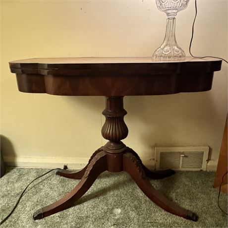 Antique Mahogany Folding Game Table & Torchiere Table Lamp