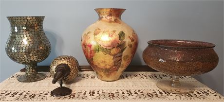 Mixed Lot: Bowls, Vases, Wall Sconce