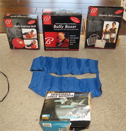 Bally Exercise Ball, Boxer, Slimmer Belt, Ankle Weights
