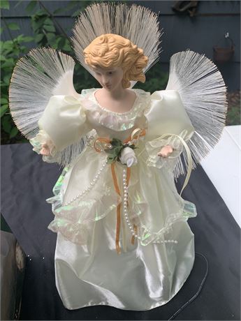 14 IN Fiber Optic Angel Continuous Changing Colors Works Porcelain Head & Hands