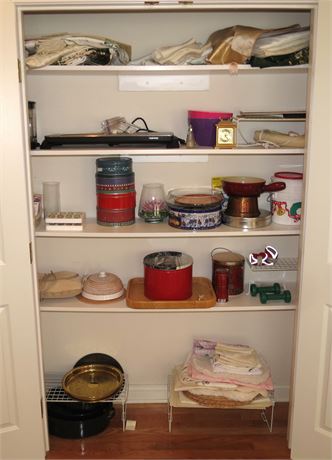 Closet Cleanout: Linens, Kitchen Items, Etc