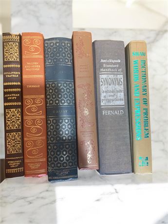 Hardcover Book Lot: Gulliver's Travels, Walden and Other Writings, Dictionaries