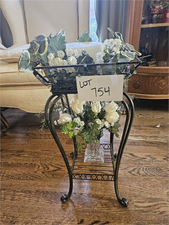 Metal Plant Stand with Faux Flowers