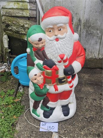 Vintage Blown Mold TPI 31"H Santa & Elves Outdoor Lighted Mold