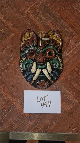 Peruvian Wood Carved HP Wall Art Mask