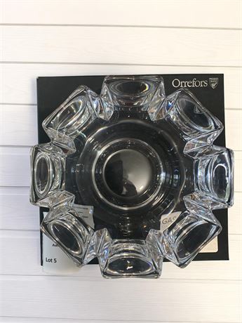 Orrefors Corona Crystal Bowl With Original Box - Made in Sweden