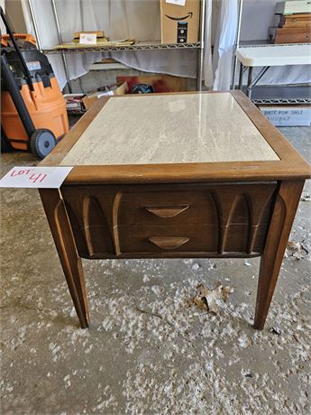 Wood & Marble Top End Table