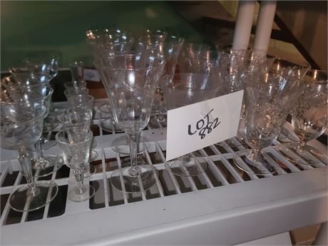 Vintage Etched Wine Glasses, Cherry Glasses & More