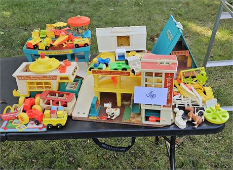 Large Collection Of Fisher Price Little People Buildings & Accessories