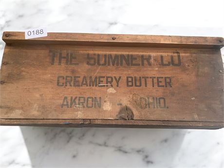 The Sumner Co Creamery Butter Wood Dairy Shipping Crate - Akron, Ohio