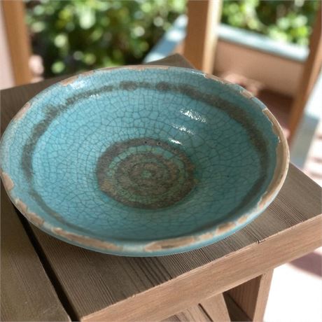 Signed Pale Blue Jun Ware Song Dynasty Ceramic Bowl W/Ice Crackle Glaze