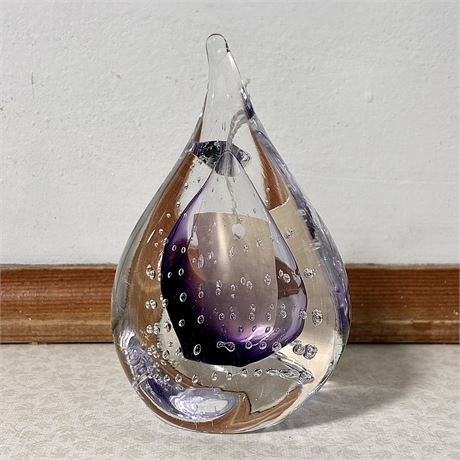 Artist Signed Polish Art Glass Paperweight