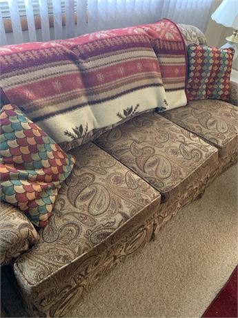 Brown/Tan Color Paisley Pattern Living Room Couch/Sofa