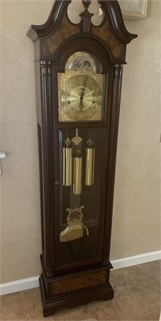 Sligh Trends Mahogany/Walnut Chiming Grandfather Clock With Moon Phase