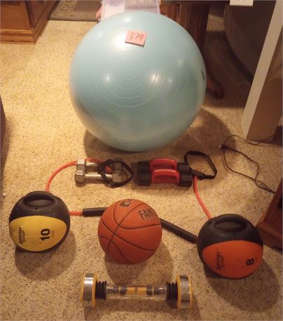 Exercise Ball & Hand Weights, Etc