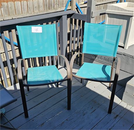 Teal & Metal Outdoor Chairs