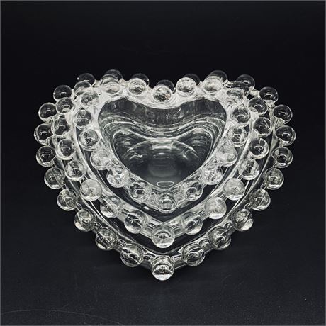 Imperial Glass Nesting Hearts 3-Piece Set Candy/Trinket Dishes, Ashtrays