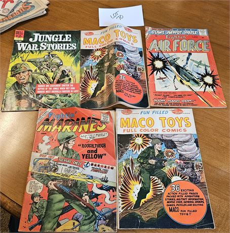 Mixed Military Comic Books: Maco Toys 1959 Comics, Charton#39,Dell#2,1963