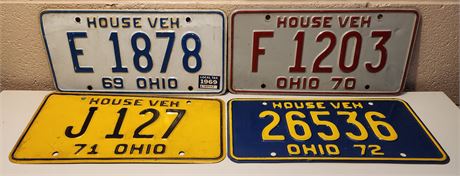 4 Ohio License Plates