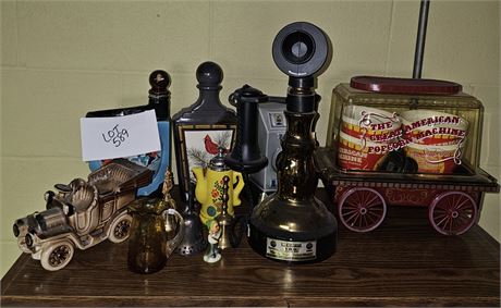 Mixed Home Lot:Collectible Liquor Bottles, Beam & More, Popcorn Machine, & More