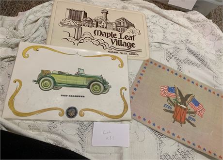 Vintage Placemats 1927 Roadster 1904 Curved Base Runabout Maple Leaf Village