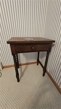 Antique English Barley Twist Oak Ladies Table