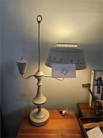 Vintage Metal Toleware White Lamp