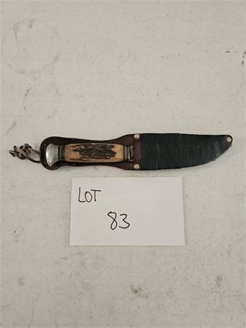 Solingen Hollow Ground Stag Fixed Blade Knife 3.5" Blade