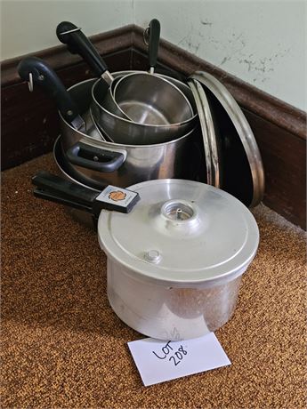 Revereware Mixed Pots & Pans & Pressure Cooker