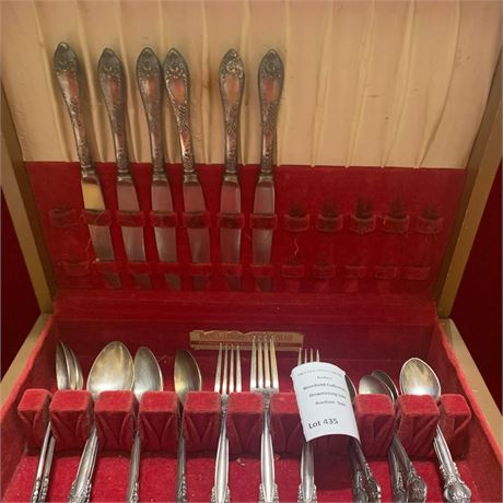 Vintage Russian Silverware/Flatware Set in Wooden Box