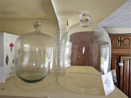 Large Glass Handled Domes & Fishbowl