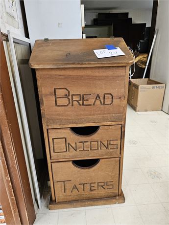 Wood Kitchen Storage Bin : Bread / Onions & Taters