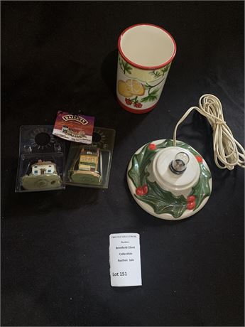 Vintage Ceramic Tree Base, Miniature Christmas Village Houses & More