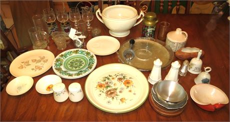 Cleanout Lot: Glassware, Serving Plates, Bells, Etc