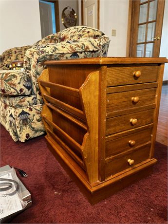 Side Table Magazine Rack with Drawers