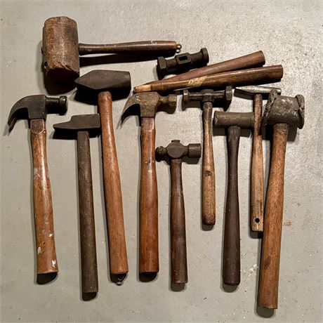 Collection of Old Wood Handled Tools