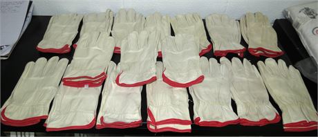 17 Pairs Of Leather Work Gloves