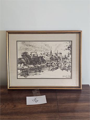 Ferruccio Steffanutti "Paris Pont Neuf" Black & White Framed Print