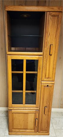 Wooden & Glass Storage Cabinet w/ Light 1 of 2  w/Keys