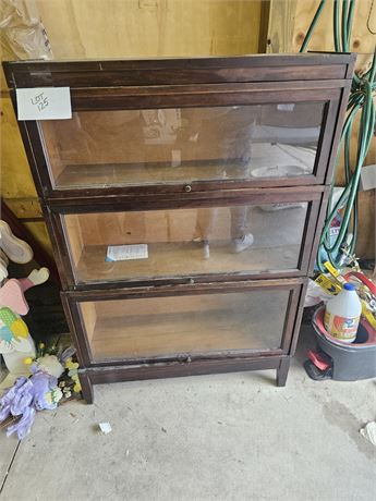 Antique 3 Tier Macey Barrister Bookcase with Footed Base & Top