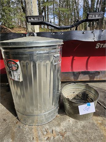 Behren's Galvanized Trash Can w/Lid & Galvanized Handled Bucket