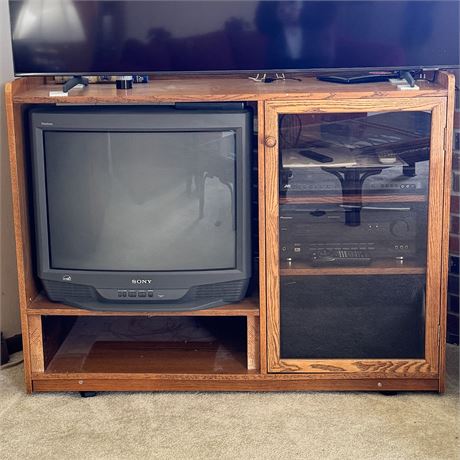 Wood Entertainment Center w/ Single Glass Door