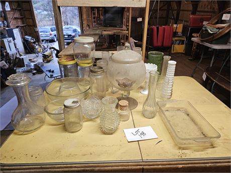Mixed Glass Lot : Vases / Lidded Snifter & More