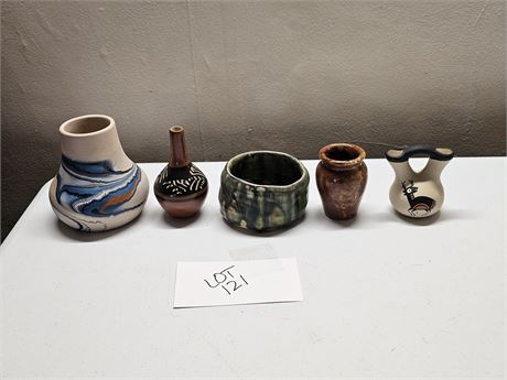 Mixed Pottery Lot: Nemadji / Kopa & More - Different Styles & Sizes