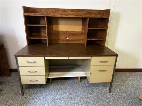 Large Metal and Wood Desk