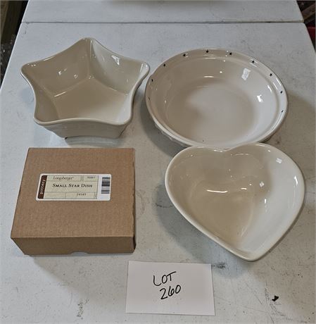 Longaberger Star Dish, Heart Bowl, Pie Plate & More