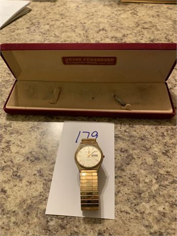 Vintage Jules Jergensen Men's Day Date Watch with Vintage Box