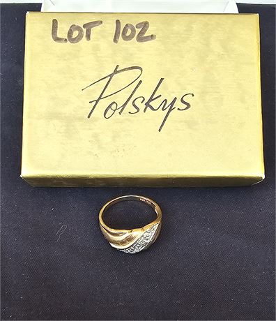 10K Ladies Diamond Chip Cocktail Ring Sz8 1.9dwt