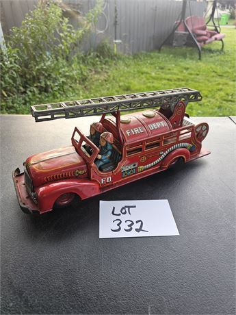 Vintage Pre-WW2 Tin Toy Fire Truck K.O Japan
