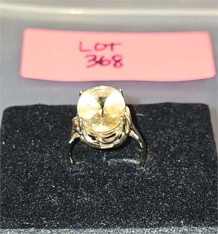 Sterling 925 Yellow Topaz Ring Sz 9